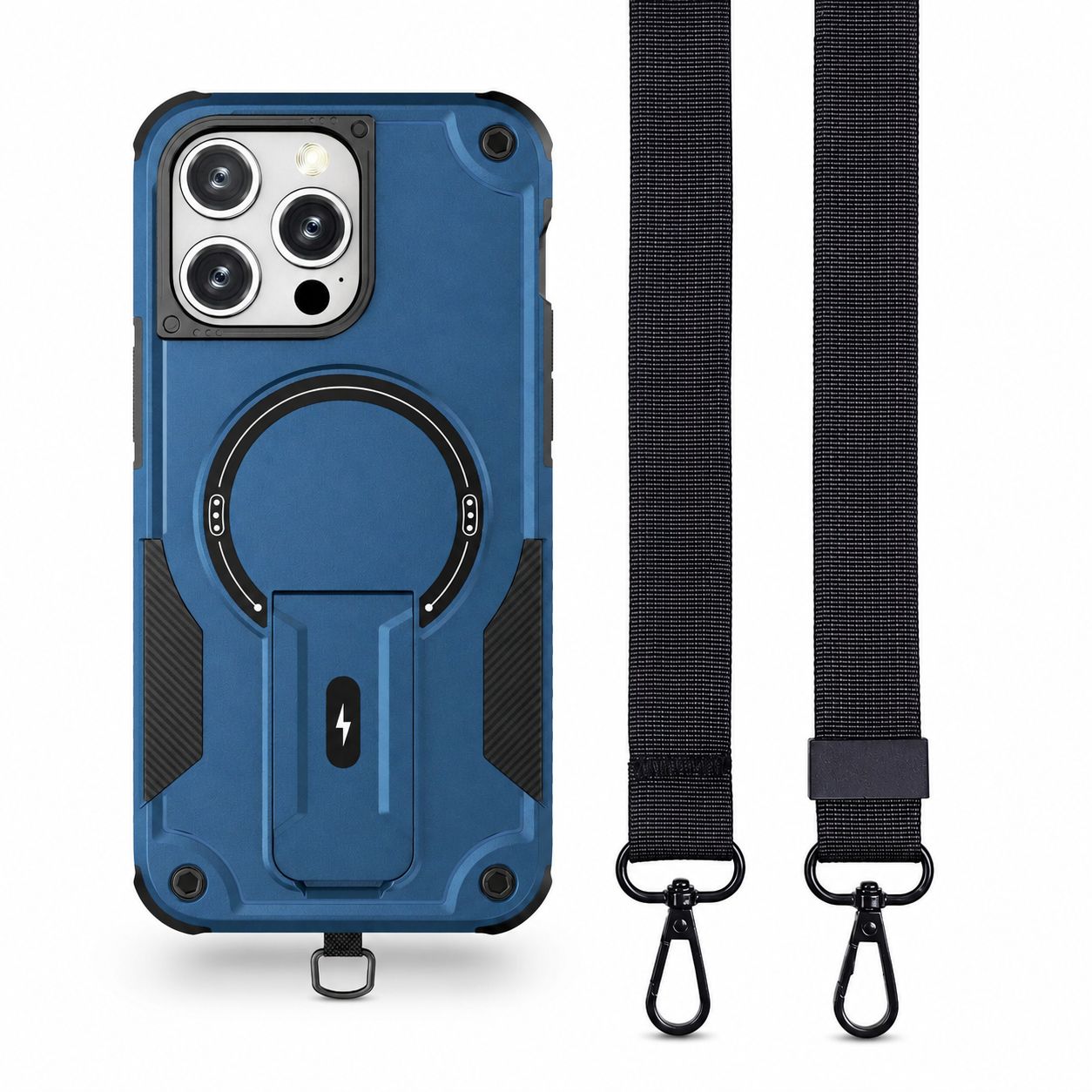 Premium iPhone Case MagSafe Compatible Protective Cover Camera Lens Protection Shockproof Rugged PC TPU Armor Magnetic Kickstand Lanyard Support Full Coverage