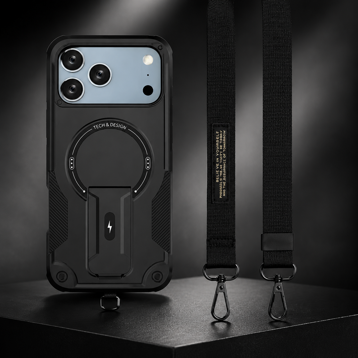 Premium iPhone Case MagSafe Compatible Protective Cover Camera Lens Protection Shockproof Rugged PC TPU Armor Magnetic Kickstand Lanyard Support Full Coverage