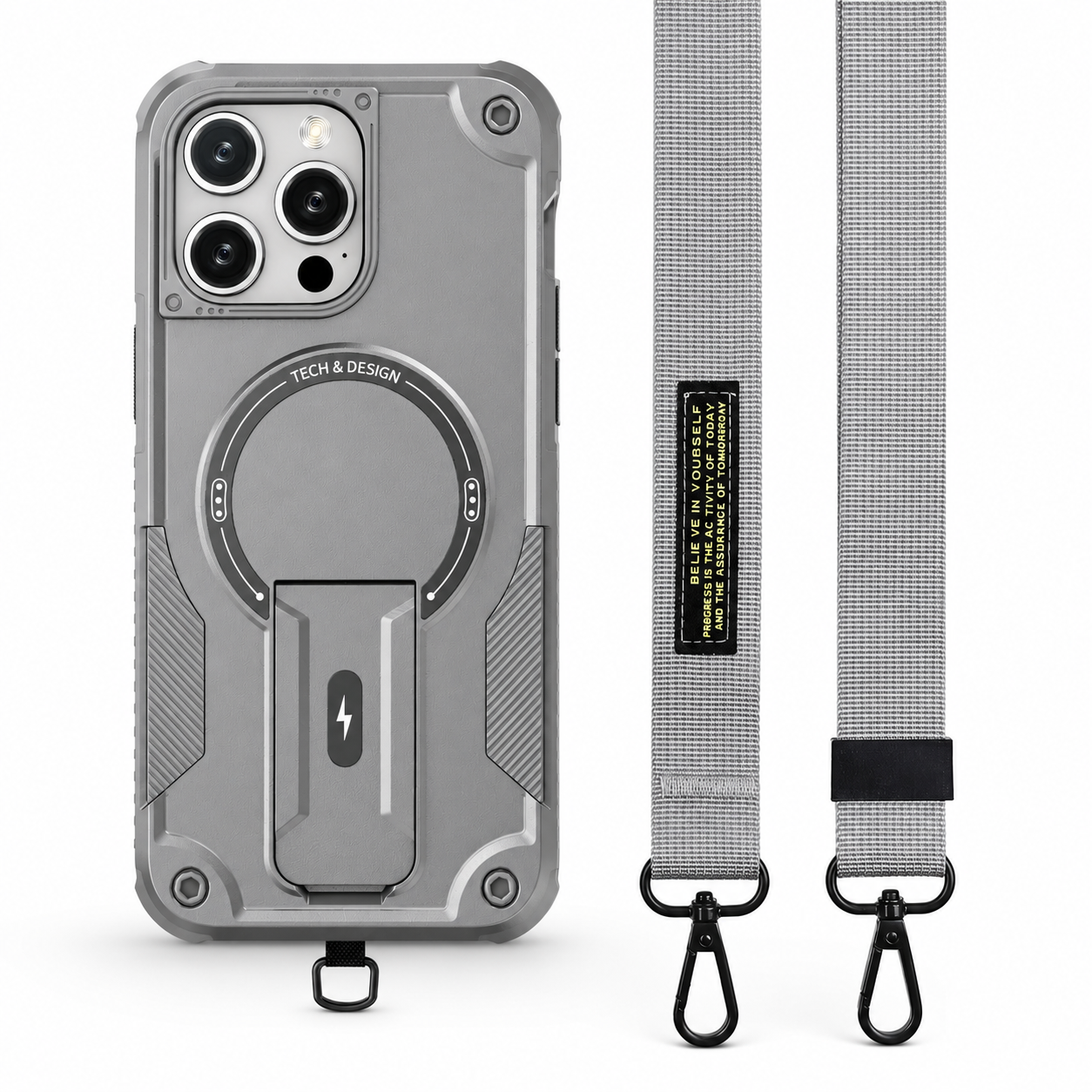 Premium iPhone Case MagSafe Compatible Protective Cover Camera Lens Protection Shockproof Rugged PC TPU Armor Magnetic Kickstand Lanyard Support Full Coverage