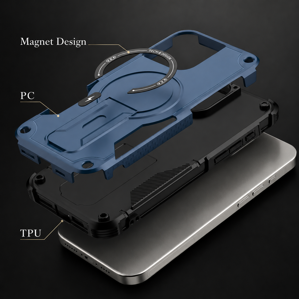 Premium iPhone Case MagSafe Compatible Protective Cover Camera Lens Protection Shockproof Rugged PC TPU Armor Magnetic Kickstand Lanyard Support Full Coverage
