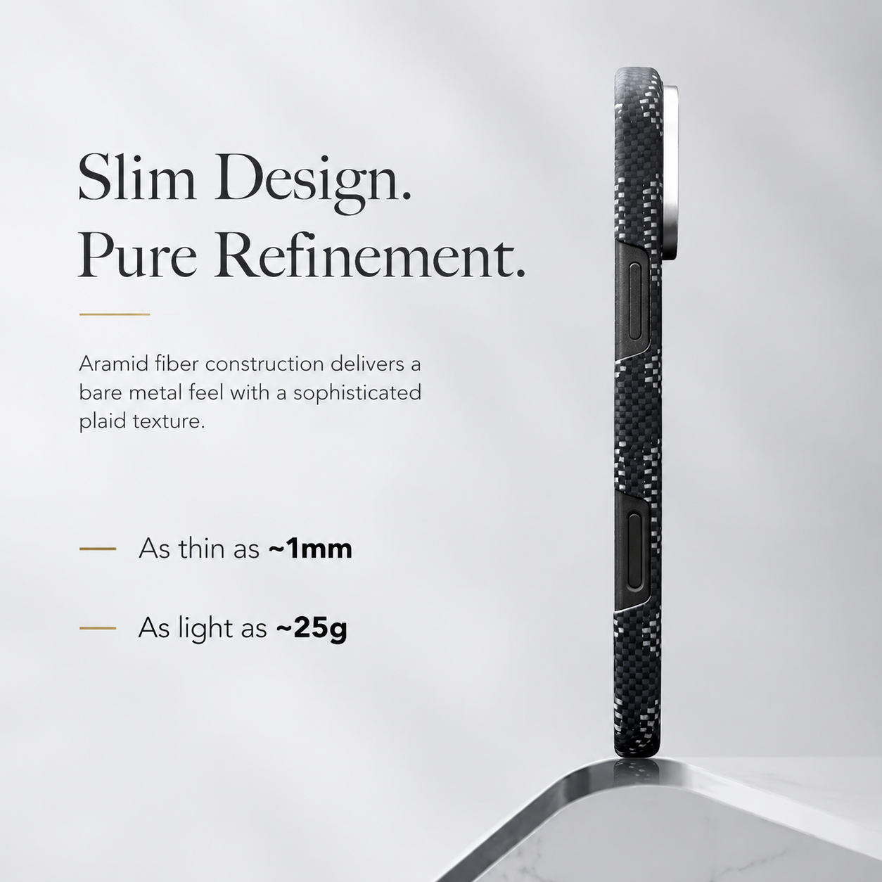 Premium iPhone Case MagSafe Compatible Real Aramid Kevlar Carbon Fiber Ultra Slim Protective Cover Shockproof Matte Anti Glare Magnetic Charging Slim Design
