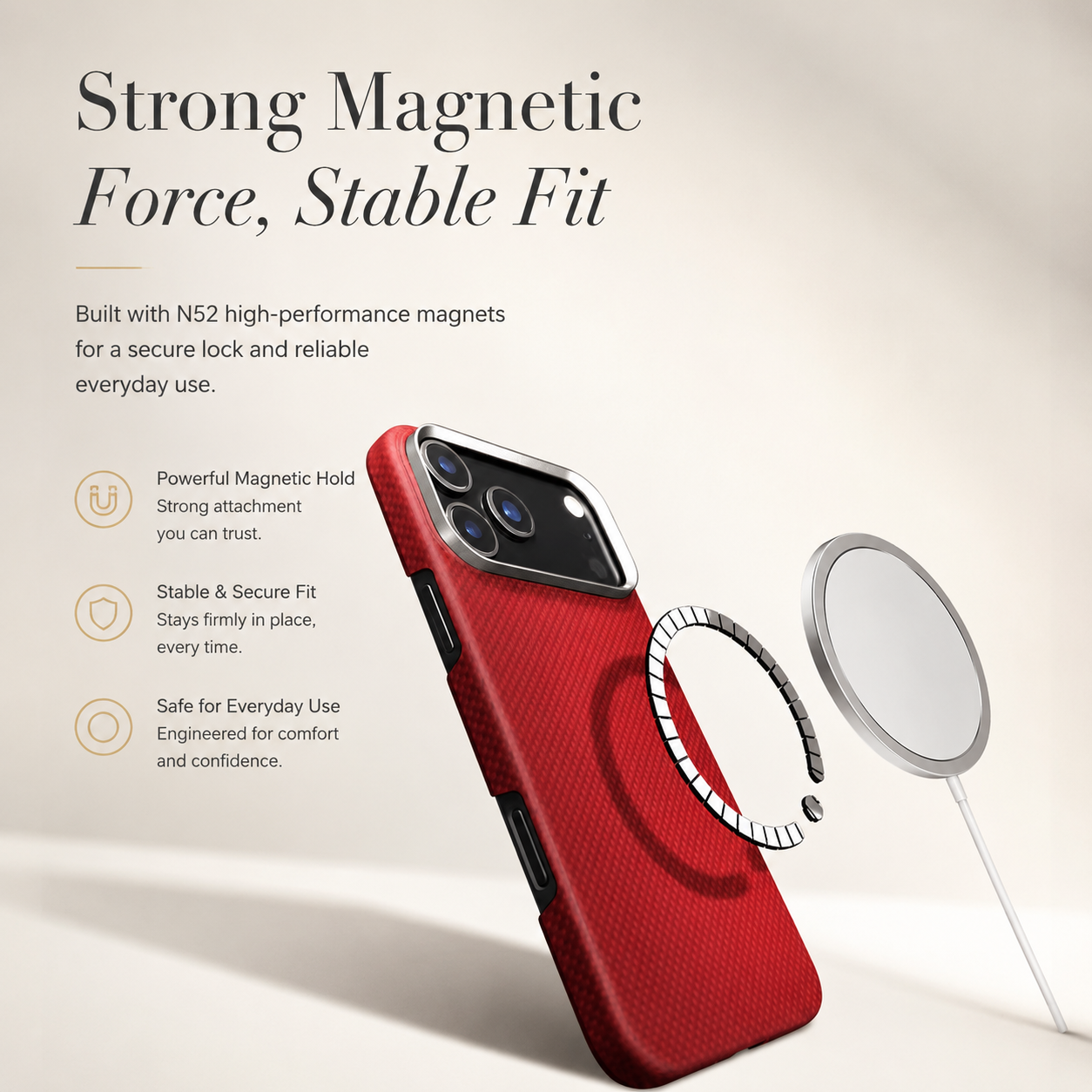 Premium iPhone Case MagSafe Compatible Real Aramid Kevlar Carbon Fiber Ultra Slim Protective Cover Shockproof Matte Anti Glare Magnetic Charging Slim Design