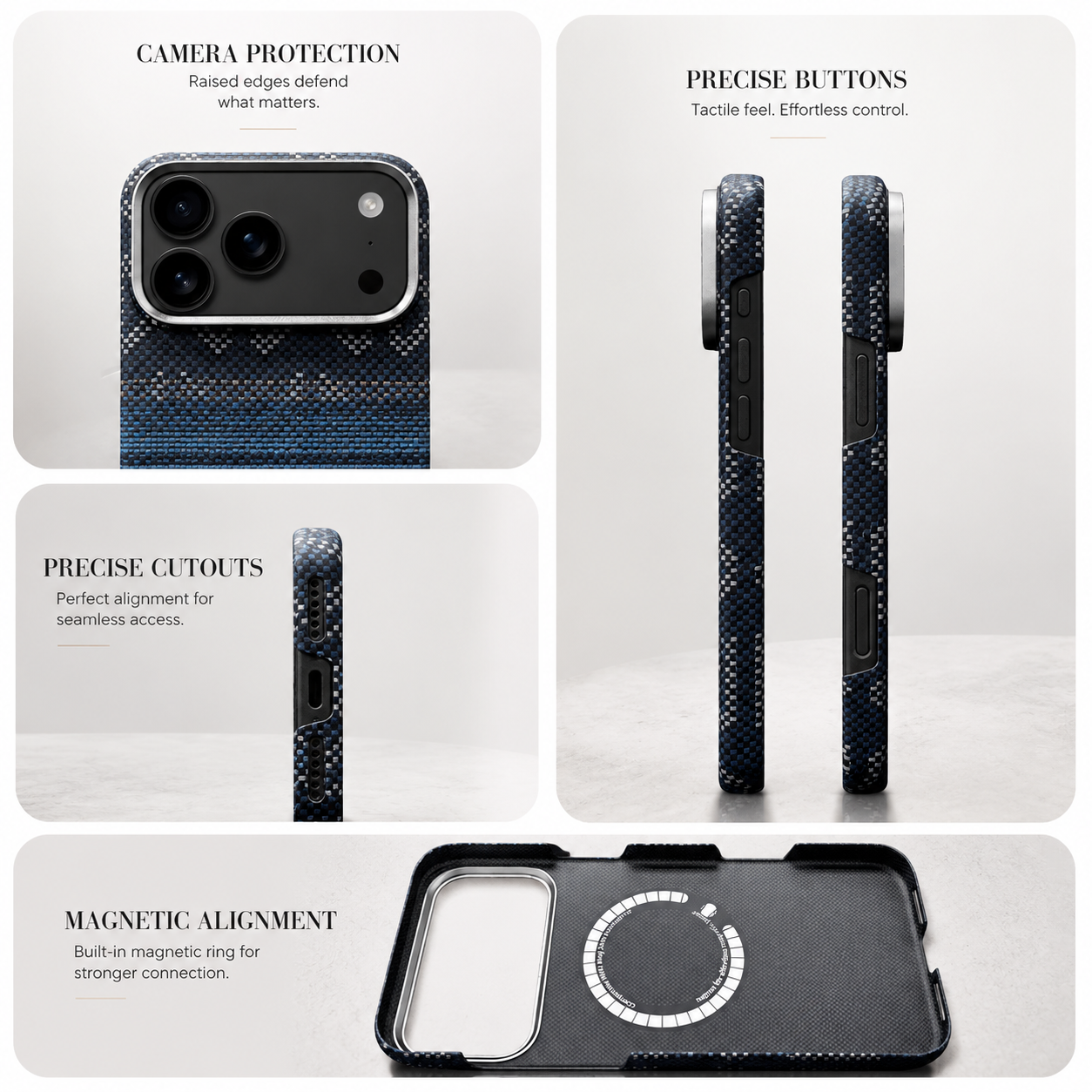Premium iPhone Case MagSafe Compatible Real Aramid Kevlar Carbon Fiber Ultra Slim Protective Cover Shockproof Matte Anti Glare Magnetic Charging Slim Design