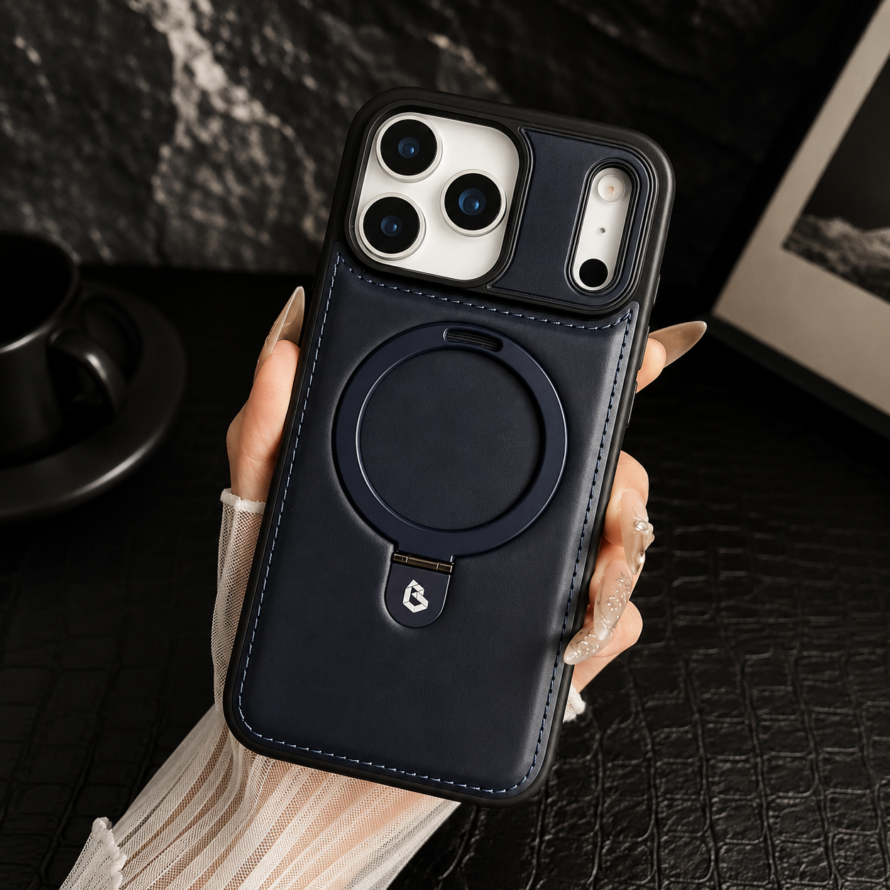 Premium iPhone Case MagSafe Compatible Retro Leather Cover Invisible Bracket Stand Shockproof Anti Scratch Slim Business Design Protective Finish