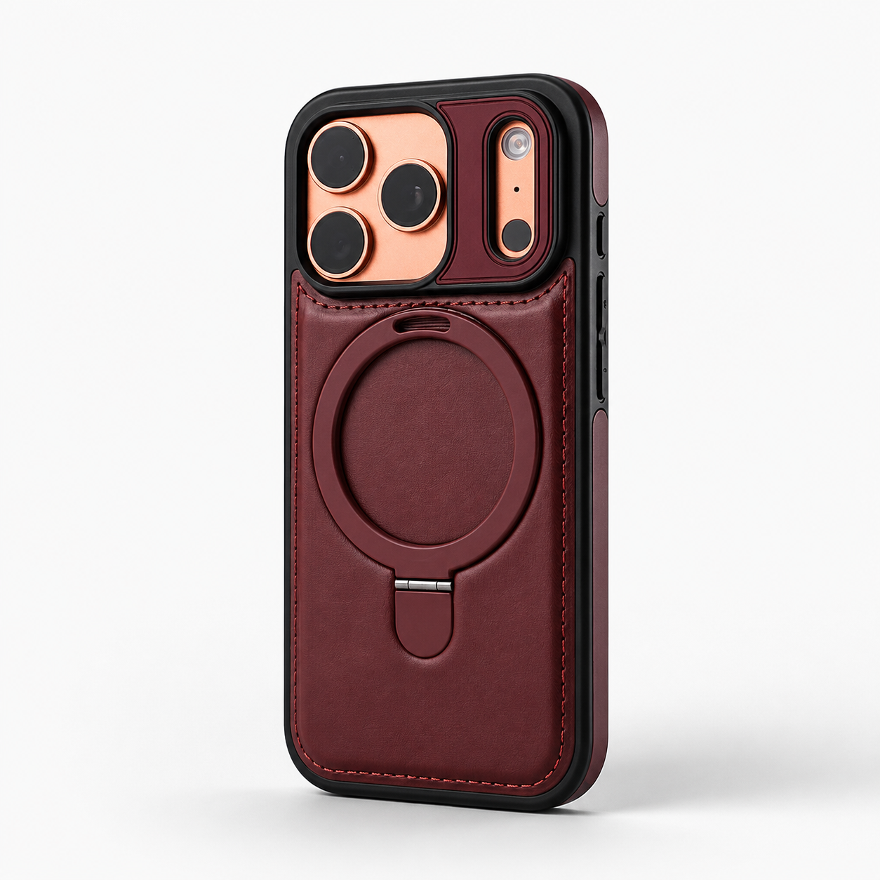 Premium iPhone Case MagSafe Compatible Retro Leather Cover Invisible Bracket Stand Shockproof Anti Scratch Slim Business Design Protective Finish