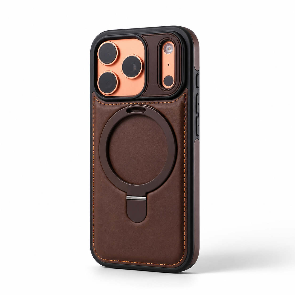 Premium iPhone Case MagSafe Compatible Retro Leather Cover Invisible Bracket Stand Shockproof Anti Scratch Slim Business Design Protective Finish