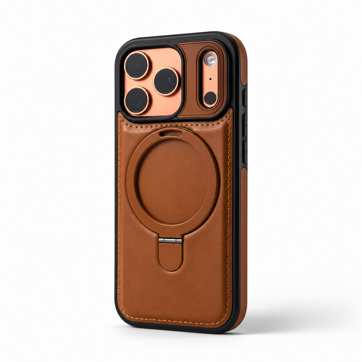 Premium iPhone Case MagSafe Compatible Retro Leather Cover Invisible Bracket Stand Shockproof Anti Scratch Slim Business Design Protective Finish