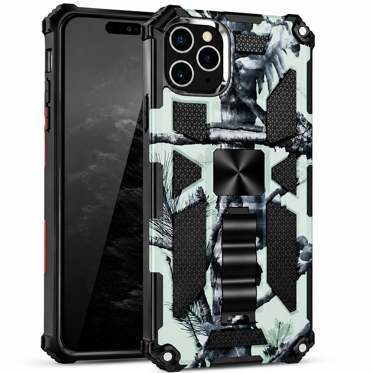 Premium iPhone Case MagSafe Compatible Rugged Armor Camouflage Protective Cover Shockproof Kickstand Heavy Duty Camera Protection Design
