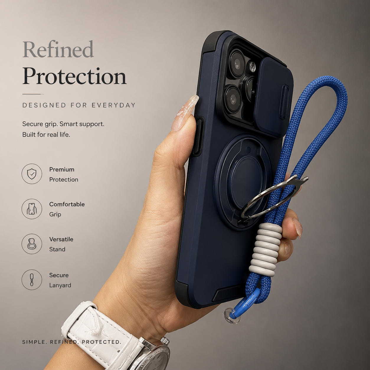 Premium iPhone Case MagSafe Compatible Rugged Armor Cover PC TPU Shockproof Magnetic Bracket Stand Slide Camera Protection Anti Fingerprint Non Slip