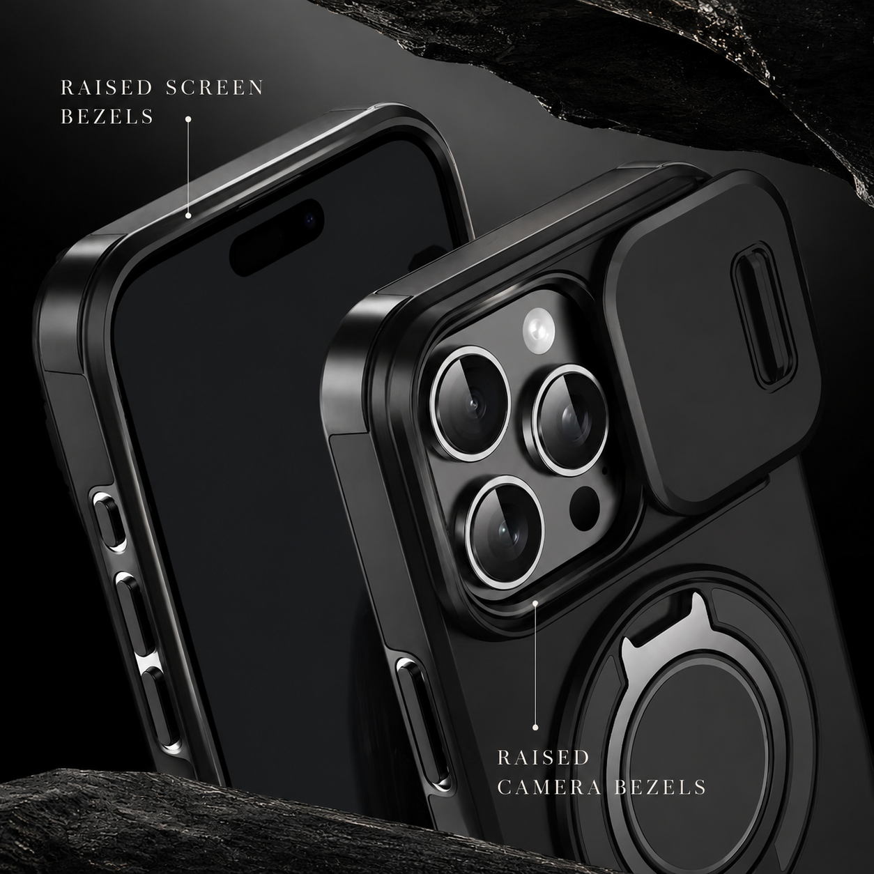 Premium iPhone Case MagSafe Compatible Rugged Armor Cover PC TPU Shockproof Magnetic Bracket Stand Slide Camera Protection Anti Fingerprint Non Slip
