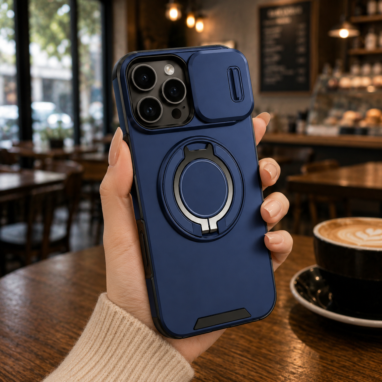 Premium iPhone Case MagSafe Compatible Rugged Armor Cover PC TPU Shockproof Magnetic Bracket Stand Slide Camera Protection Anti Fingerprint Non Slip
