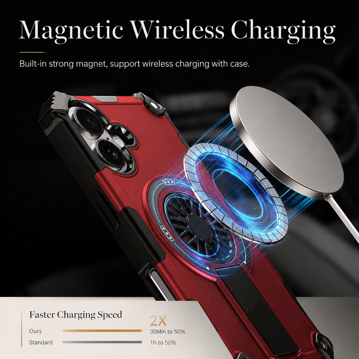Premium iPhone Case MagSafe Compatible Rugged Armor Cover PC TPU Shockproof Magnetic Bracket Stand Wireless Charging Anti Scratch Matte Non Slip