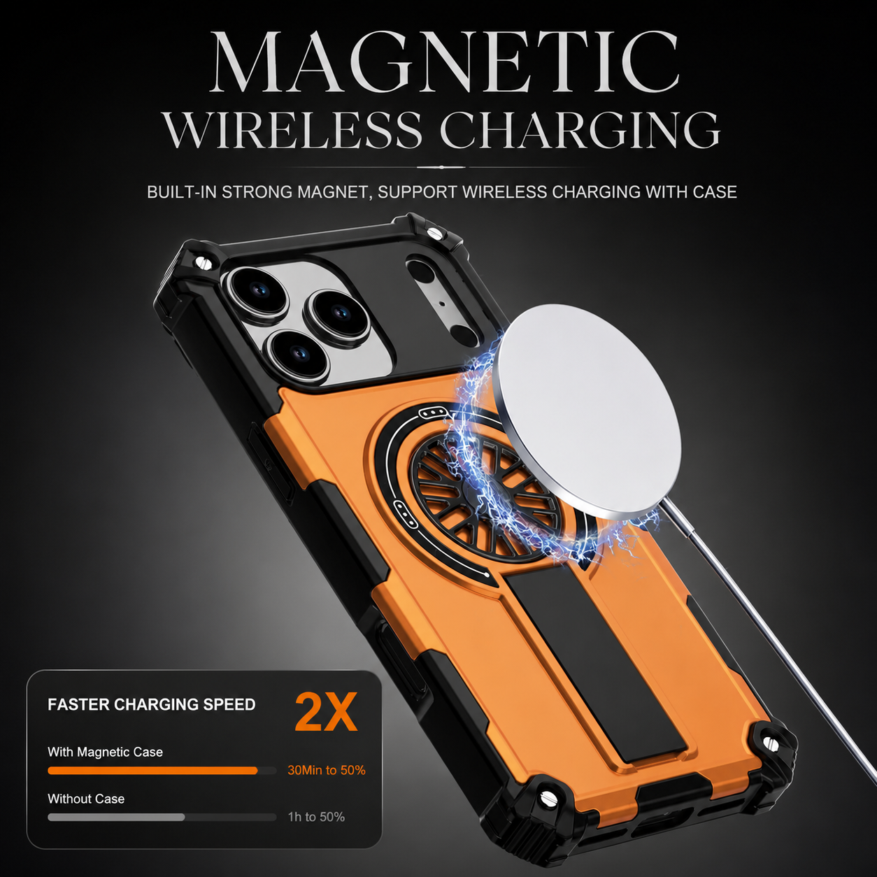 Premium iPhone Case MagSafe Compatible Rugged Armor Cover PC TPU Shockproof Magnetic Bracket Stand Wireless Charging Anti Scratch Matte Non Slip