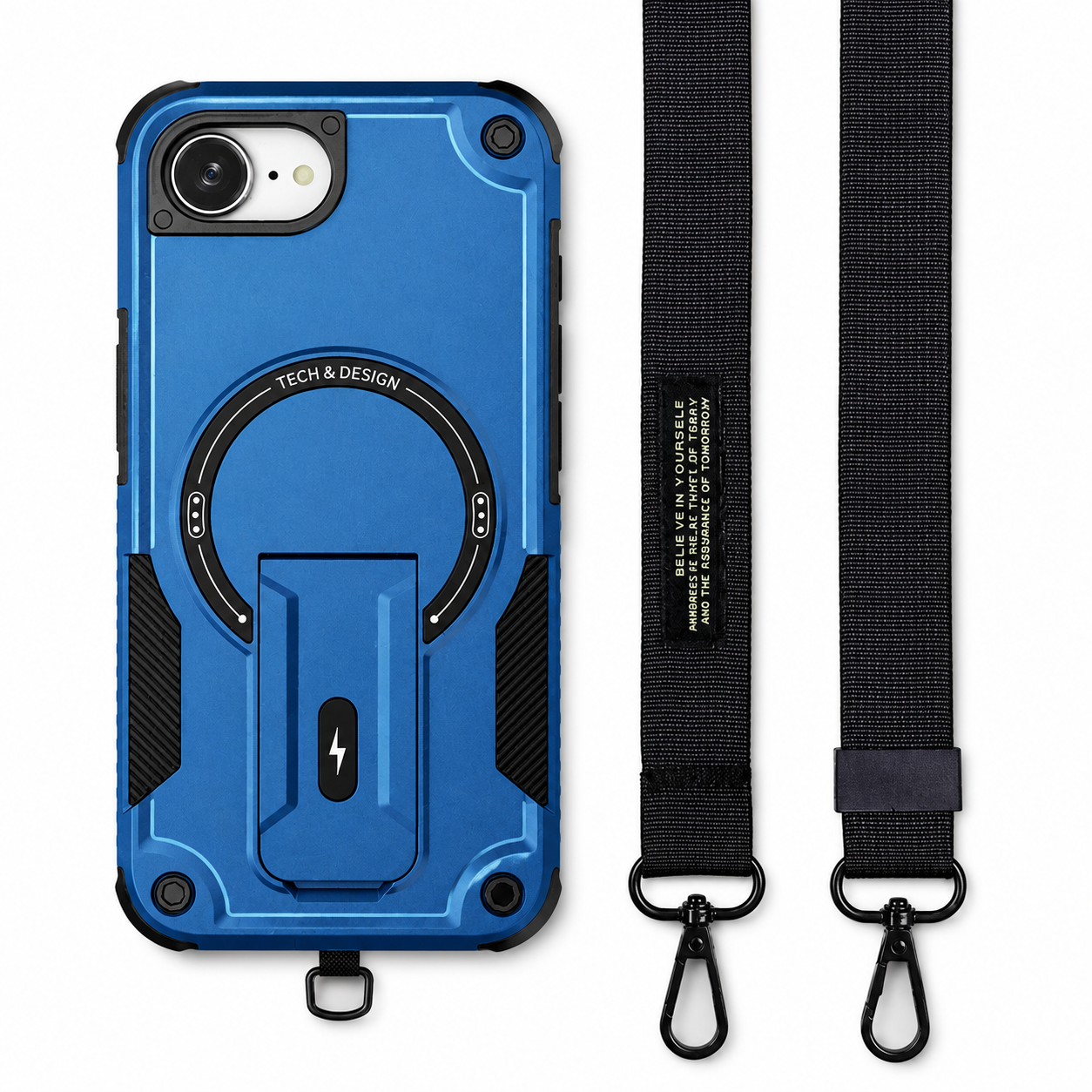 Premium iPhone Case MagSafe Compatible Rugged Shockproof Protective Cover Kickstand Adjustable Lanyard Strap Dual Layer Camera Lens Protection Full Coverag