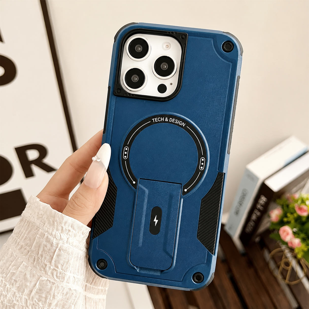 Premium iPhone Case MagSafe Compatible Rugged Shockproof Protective Cover Kickstand Adjustable Lanyard Strap Dual Layer Camera Lens Protection Full Coverag