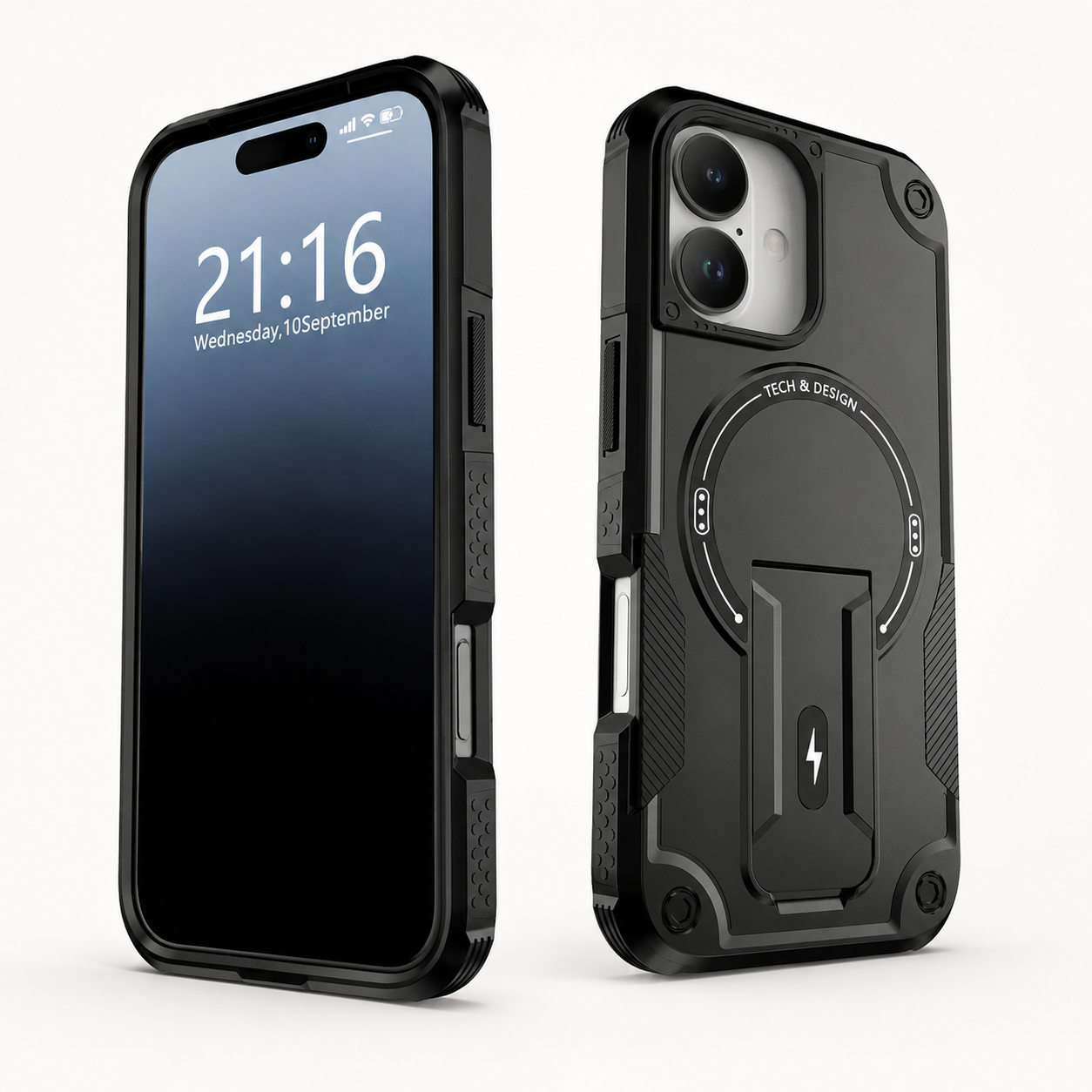 Premium iPhone Case MagSafe Compatible Rugged Shockproof Protective Cover Kickstand Adjustable Lanyard Strap Dual Layer Camera Lens Protection Full Coverag