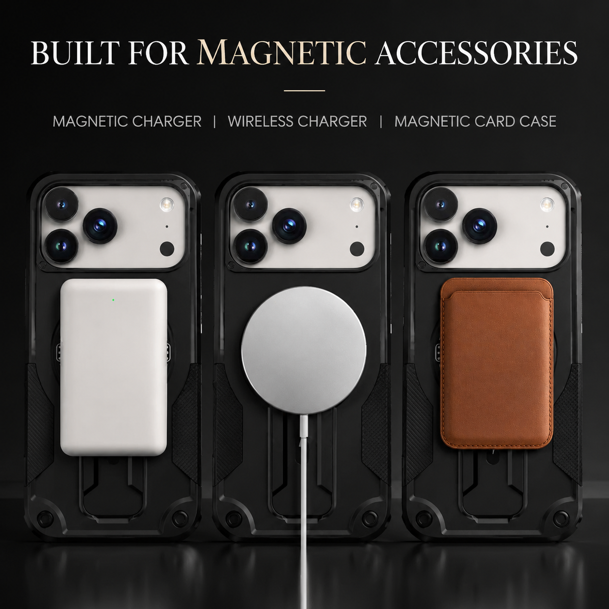 Premium iPhone Case MagSafe Compatible Rugged Shockproof Protective Cover Kickstand Adjustable Lanyard Strap Dual Layer Camera Lens Protection Full Coverag