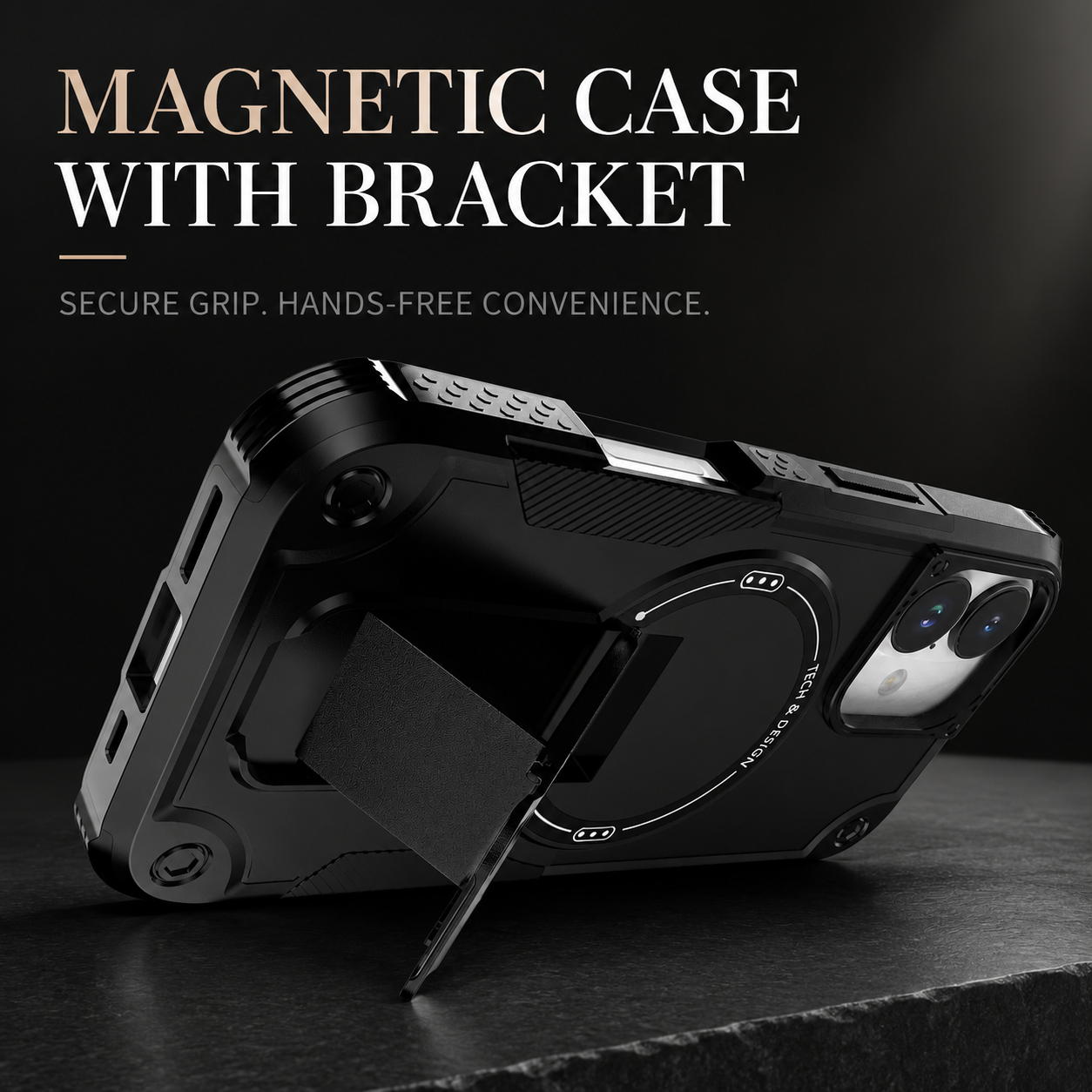 Premium iPhone Case MagSafe Compatible Rugged Shockproof Protective Cover Kickstand Adjustable Lanyard Strap Dual Layer Camera Lens Protection Full Coverag