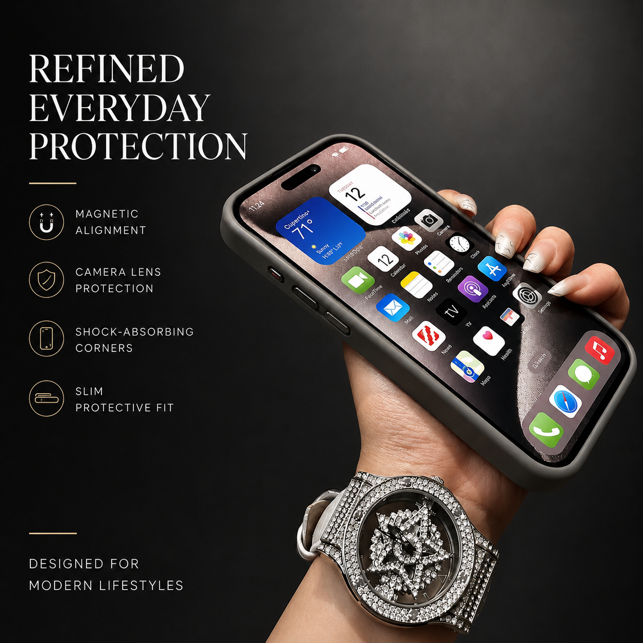 Premium iPhone Case MagSafe Compatible Shockproof Bumper Protective Cover Full Body Camera Lens Guard Slim Anti Scratch Wireless Charging Design