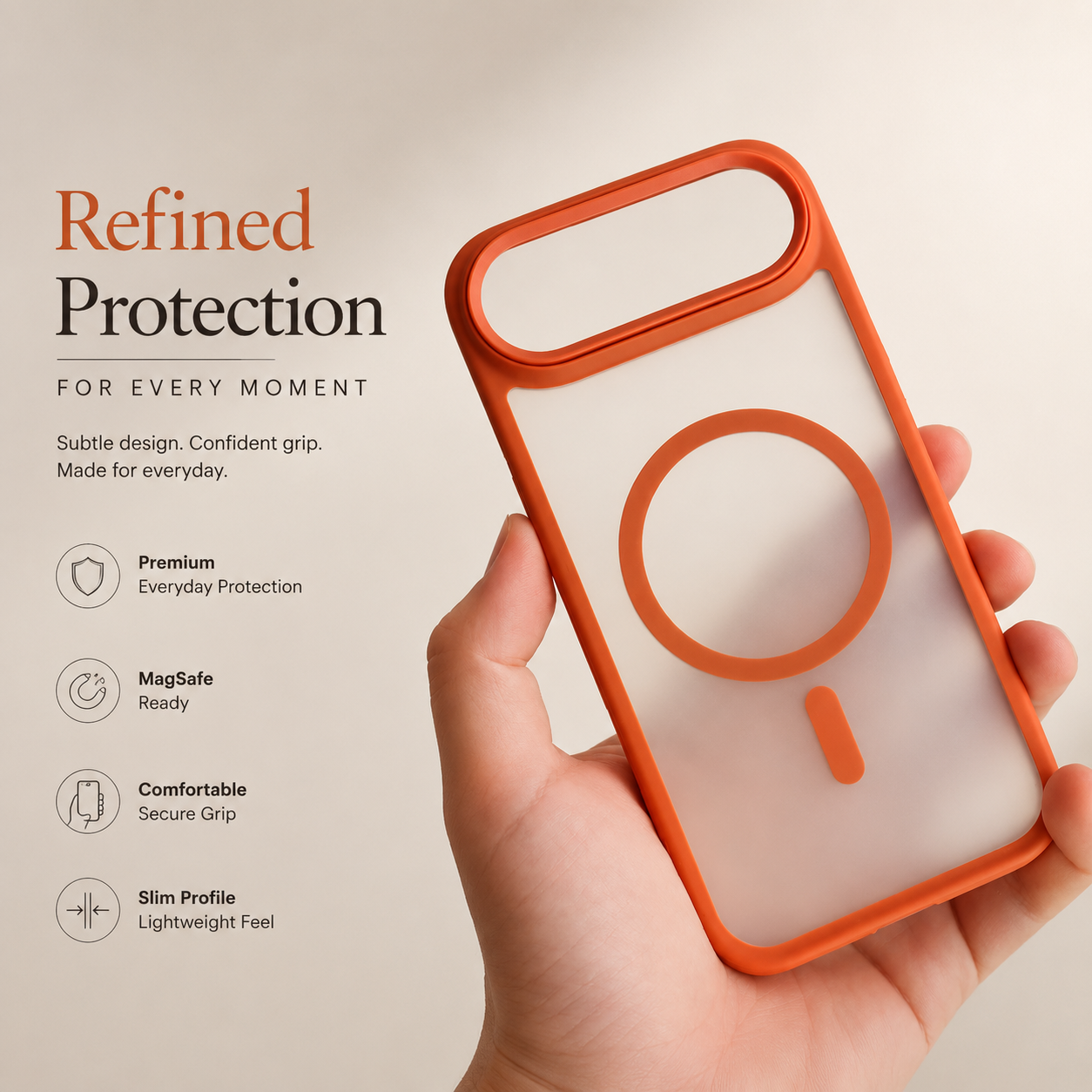 Premium iPhone Case MagSafe Compatible TPU PC Cover with Camera Button Shockproof Anti Fingerprint Matte Finish Raised Protection Slim Design
