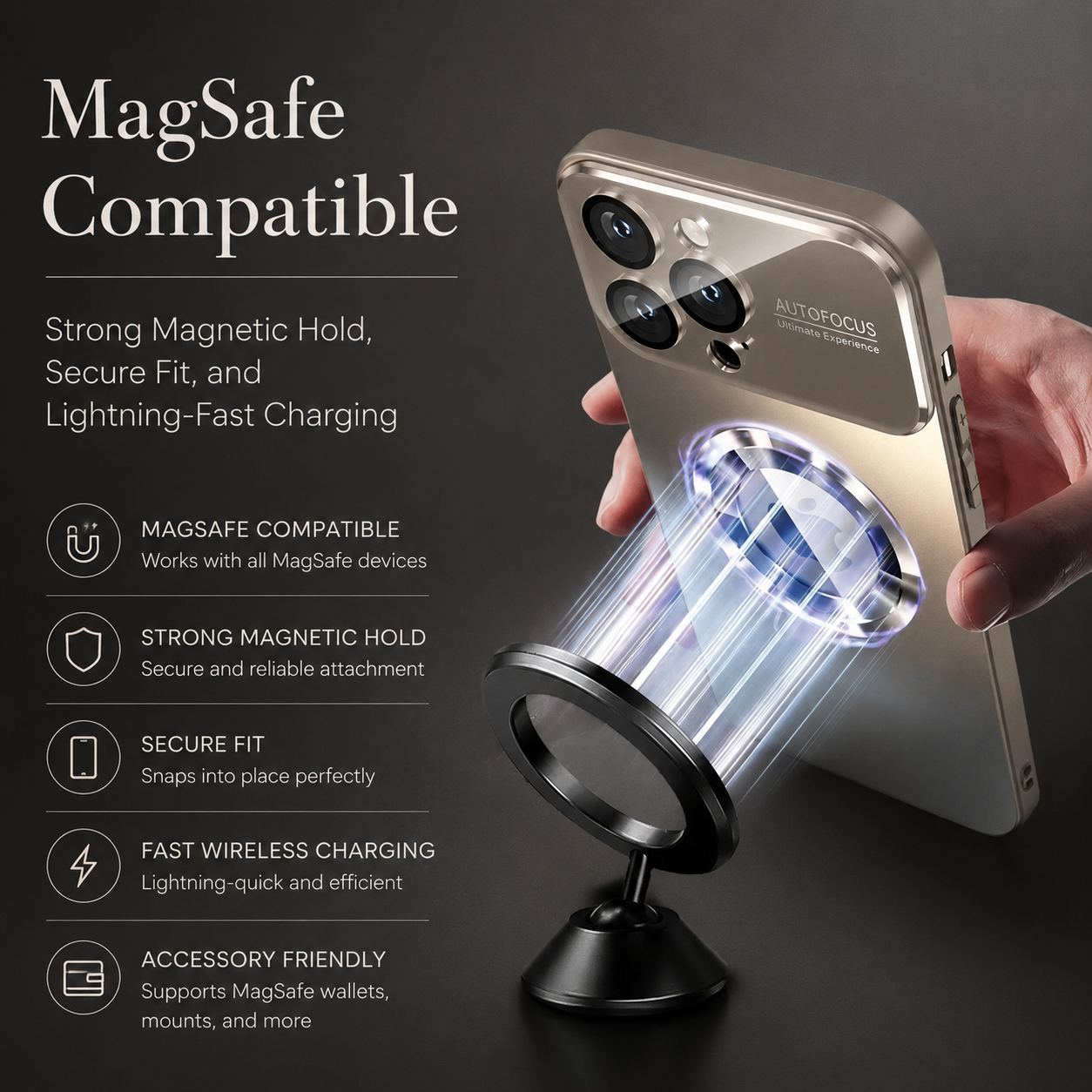 Premium iPhone Case MagSafe Compatible Tempered Glass Back Shockproof Protective Cover Camera Lens Protection Magnetic Wireless Charging Slim Full Coverage