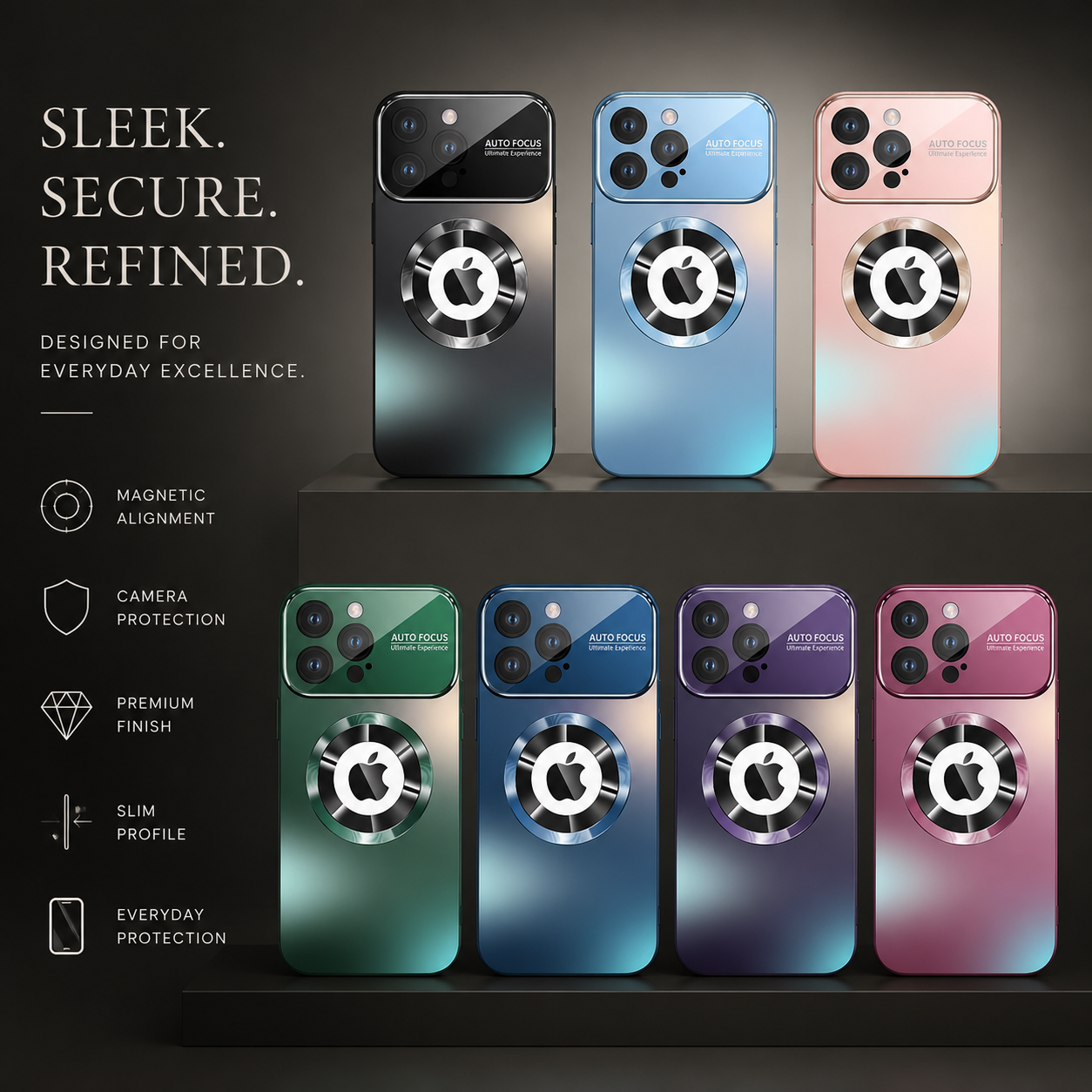 Premium iPhone Case MagSafe Compatible Tempered Glass Back Shockproof Protective Cover Camera Lens Protection Magnetic Wireless Charging Slim Full Coverage