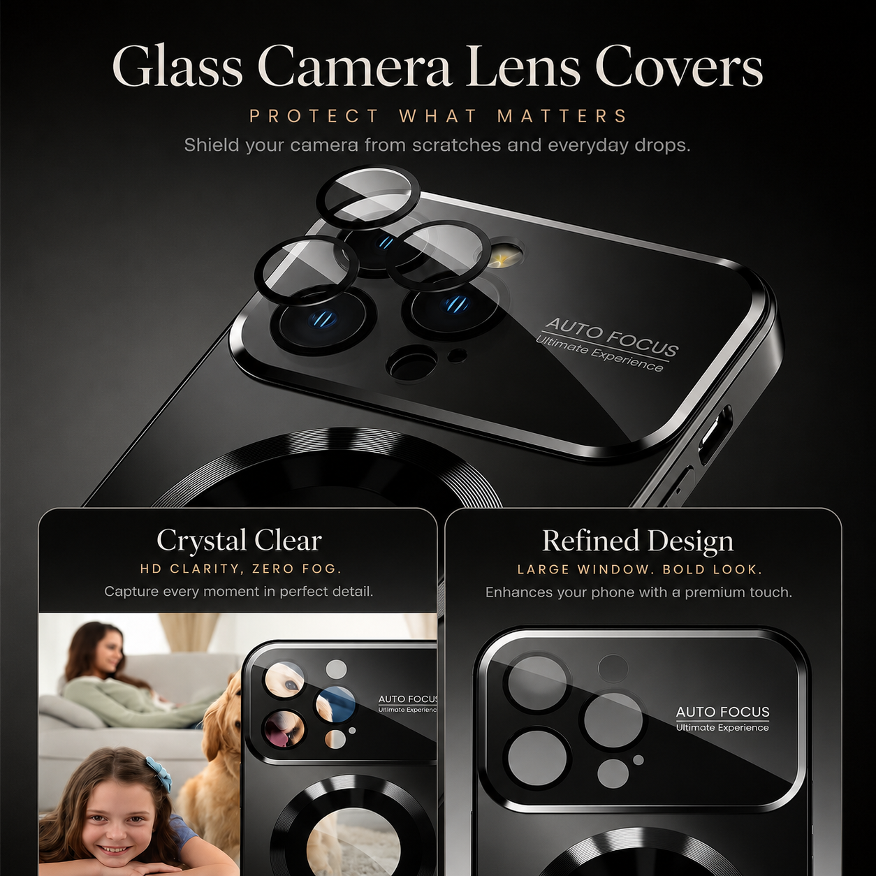 Premium iPhone Case MagSafe Compatible Tempered Glass Protective Cover Shockproof Camera Lens Protection Slim Anti Scratch Full Coverage