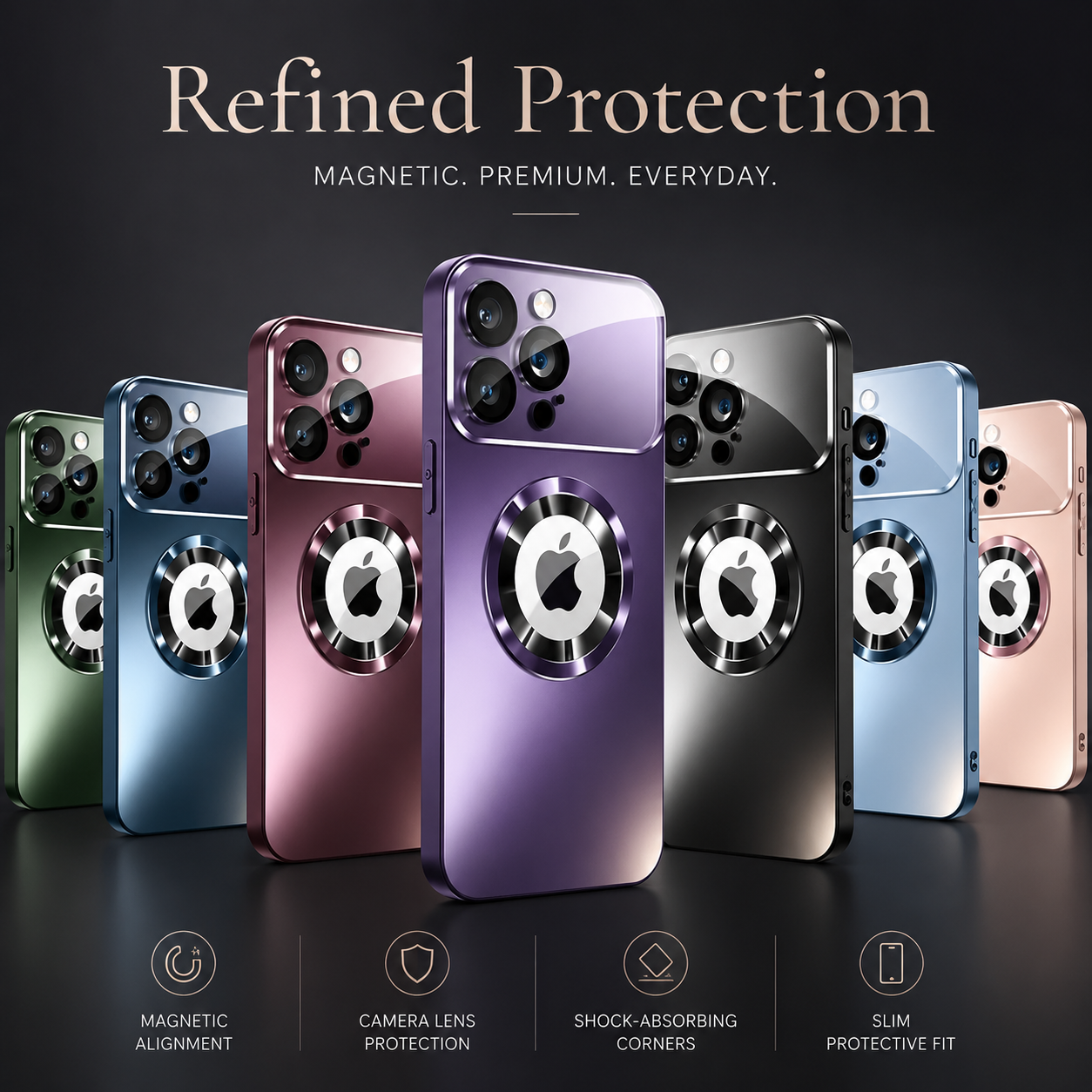 Premium iPhone Case MagSafe Compatible Titanium Matte Protective Cover Glass Camera Lens Protection Shockproof Anti Fingerprint Scratch Resistant Slim Full Coverage