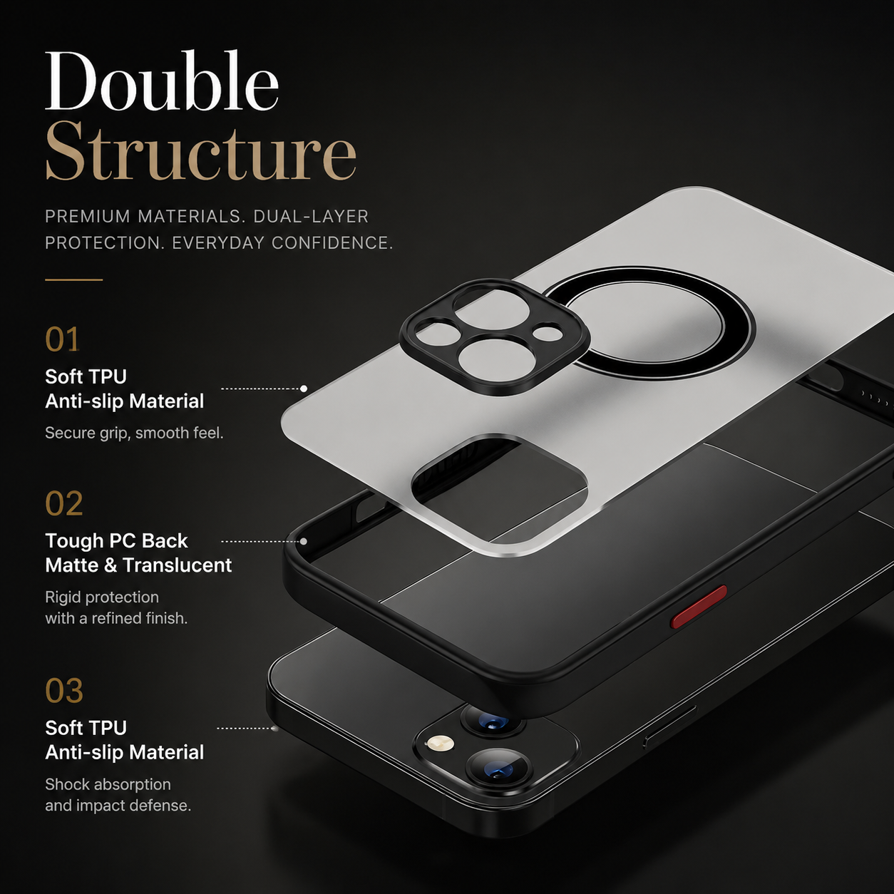 Premium iPhone Case MagSafe Compatible Translucent Magnetic Armor Shockproof Matte Protective Cover Anti Scratch Anti Fingerprint Slim Full Coverage