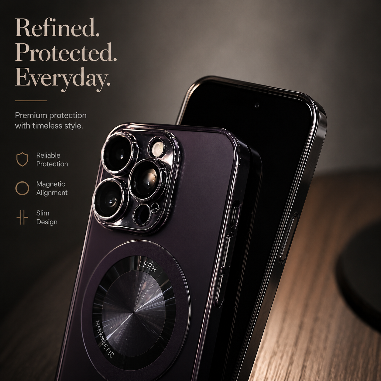 Premium iPhone Case MagSafe Compatible Transparent Acrylic Cover Ring Holder Stand Shockproof Protective Case Magnetic Wireless Charging Slim Design