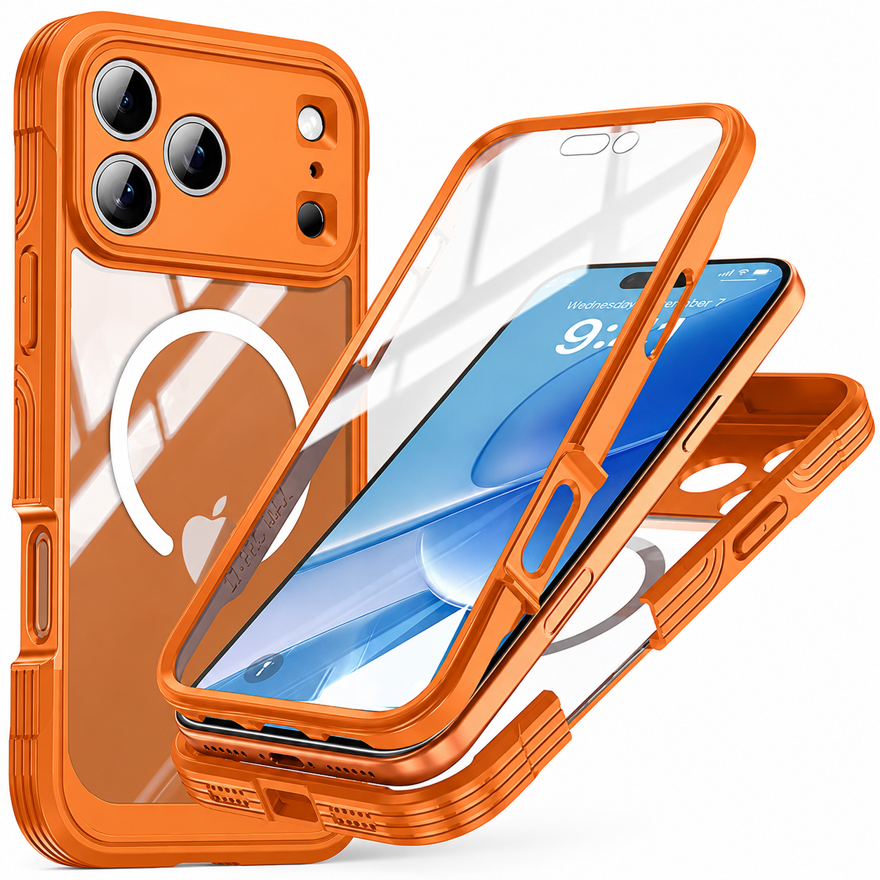Premium iPhone Case MagSafe Compatible Transparent Full Coverage TPU Cover Shockproof Double Sided Magnetic Protection Anti Scratch Slim Design