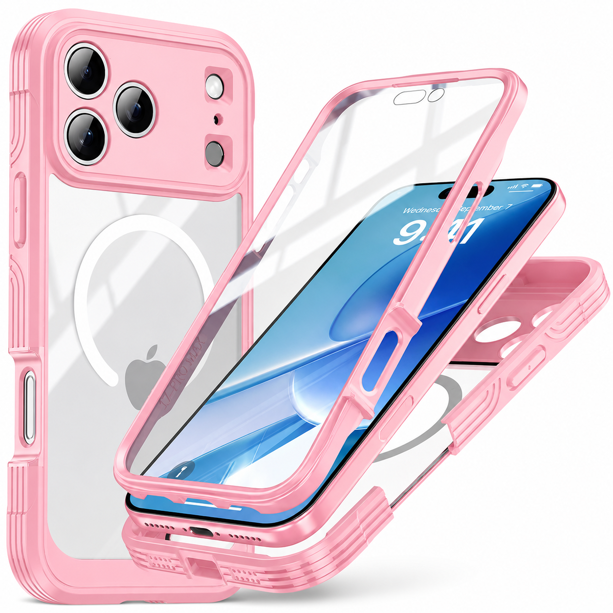 Premium iPhone Case MagSafe Compatible Transparent Full Coverage TPU Cover Shockproof Double Sided Magnetic Protection Anti Scratch Slim Design