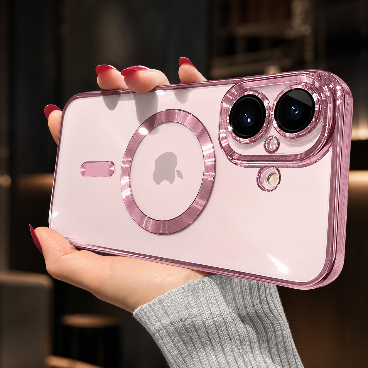Premium iPhone Case MagSafe Compatible Transparent TPU Cover Magnetic Lens Protection Shockproof Anti Fingerprint Anti Scratch Half Wrapped Slim Design