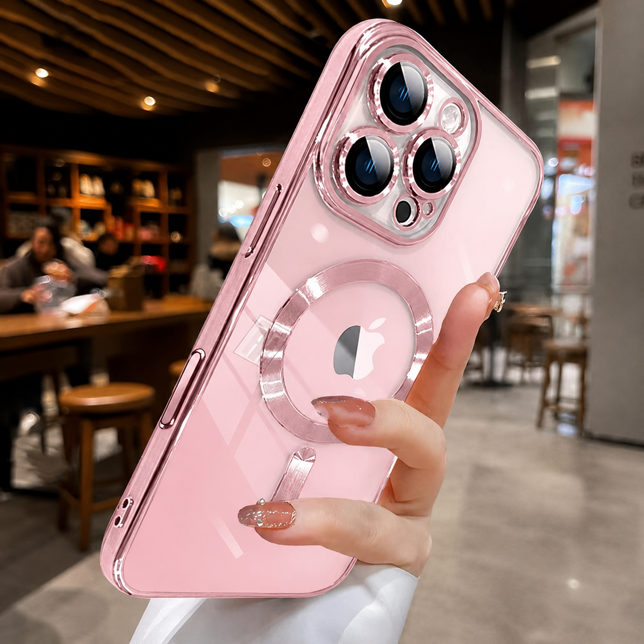 Premium iPhone Case MagSafe Compatible Transparent TPU Cover Magnetic Lens Protection Shockproof Anti Fingerprint Anti Scratch Half Wrapped Slim Design