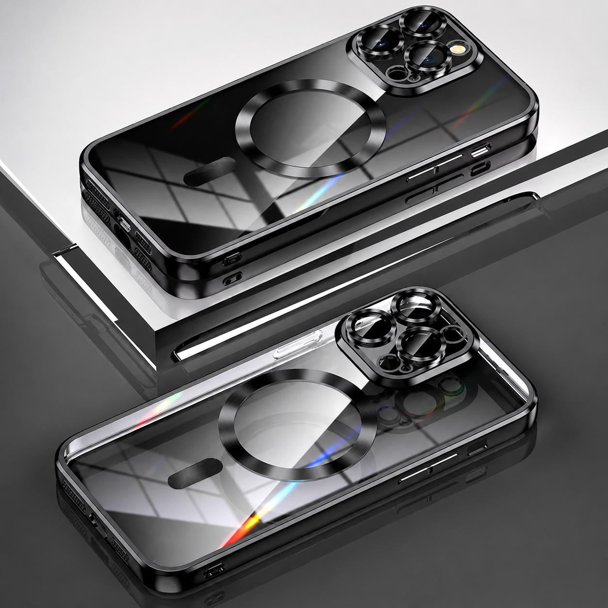 Premium iPhone Case MagSafe Compatible Transparent TPU Cover Magnetic Lens Protection Shockproof Anti Fingerprint Anti Scratch Half Wrapped Slim Design