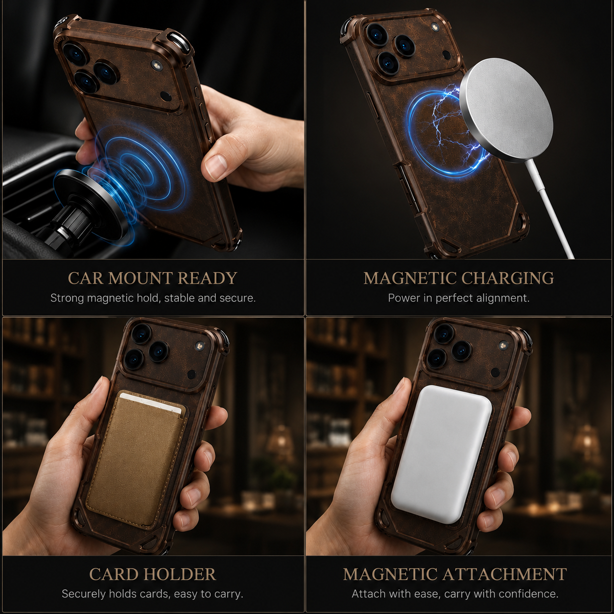 Premium iPhone Case MagSafe Compatible Ultra Thin Aluminum Metal Bumper Protective Cover Shockproof Edge Protection Wireless Charging Anti Scratch Lightweight Design