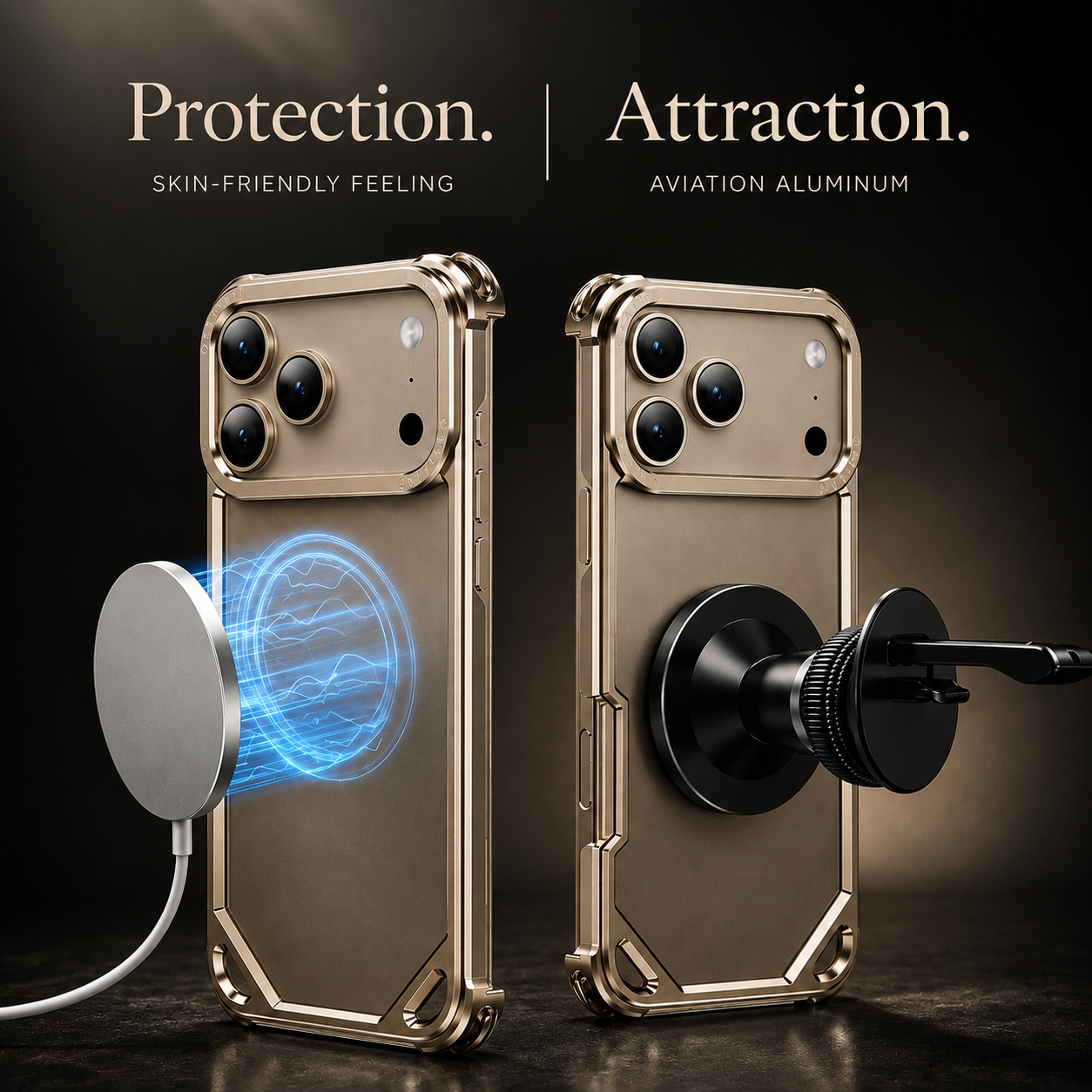 Premium iPhone Case MagSafe Compatible Ultra Thin Aluminum Metal Bumper Protective Cover Shockproof Edge Protection Wireless Charging Anti Scratch Lightweight Design