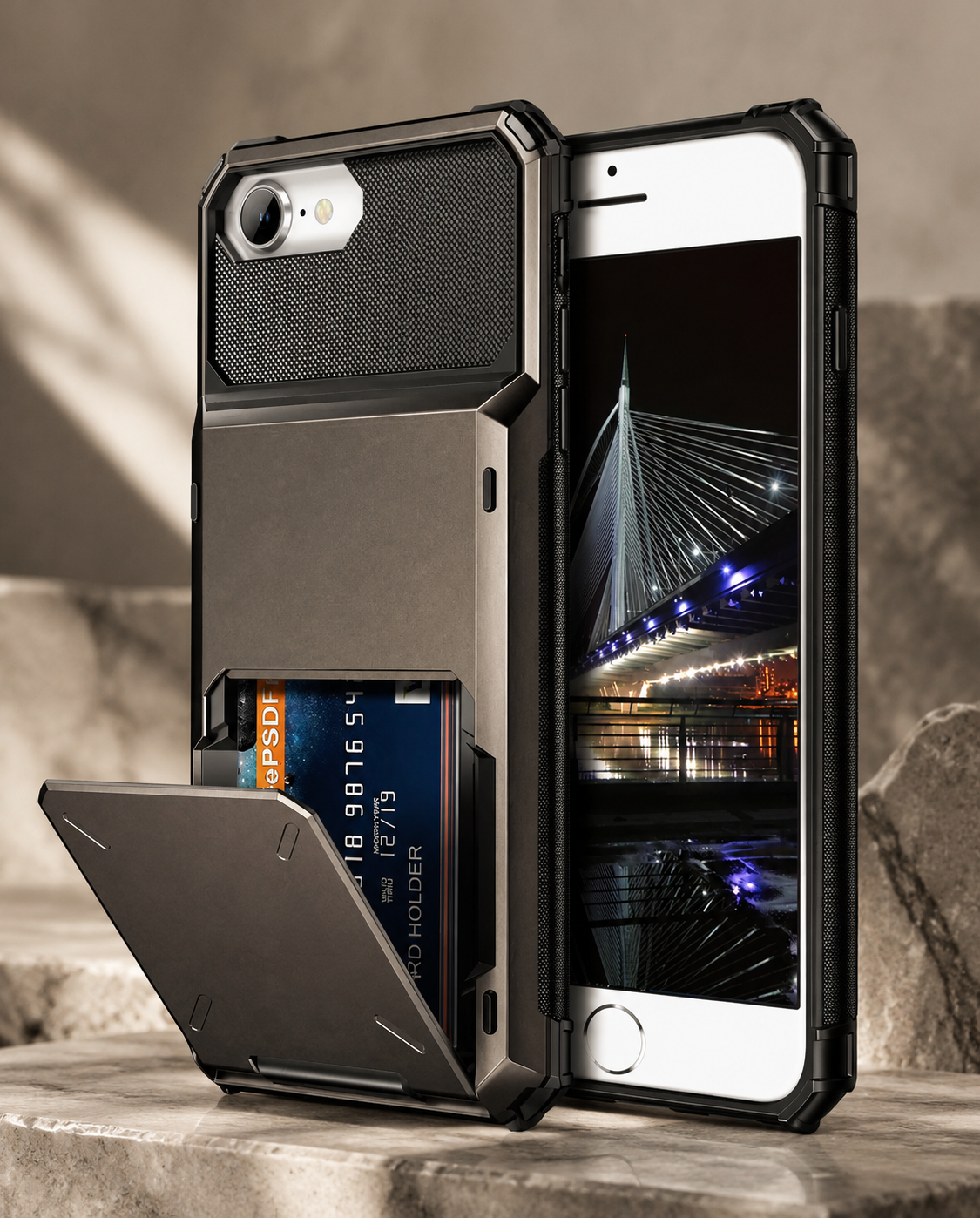 Premium iPhone Case MagSafe Compatible Wallet Armor Cover Card Holder Magnetic Ring Kickstand TPU Bumper Shockproof Scratch Resistant Full Coverage