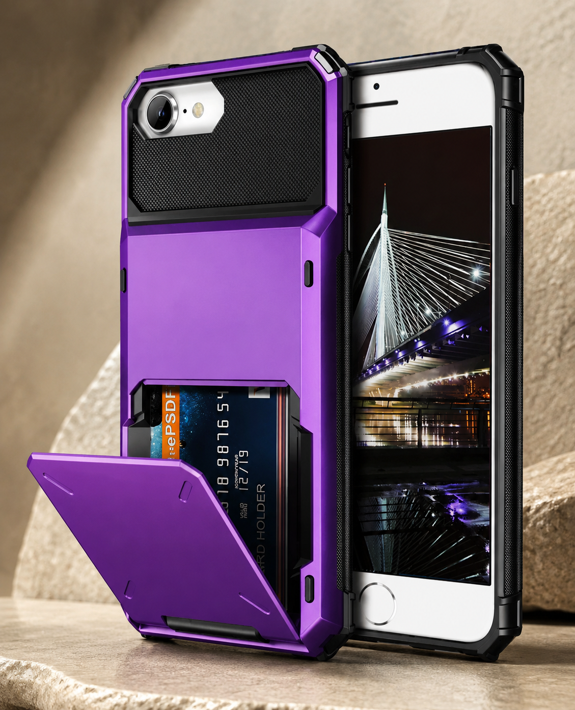 Premium iPhone Case MagSafe Compatible Wallet Armor Cover Card Holder Magnetic Ring Kickstand TPU Bumper Shockproof Scratch Resistant Full Coverage