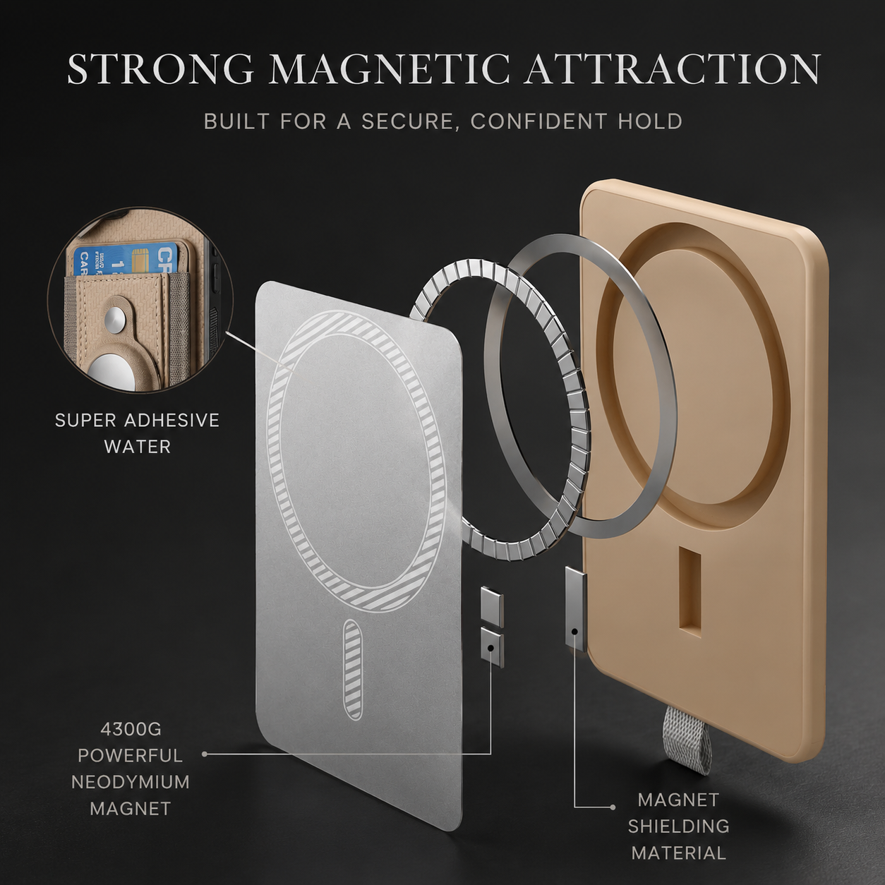 Premium iPhone Case MagSafe Compatible Wallet Cover AirTag Card Holder PC TPU Shockproof Anti Scratch Non Slip Protective Design Slim Durable