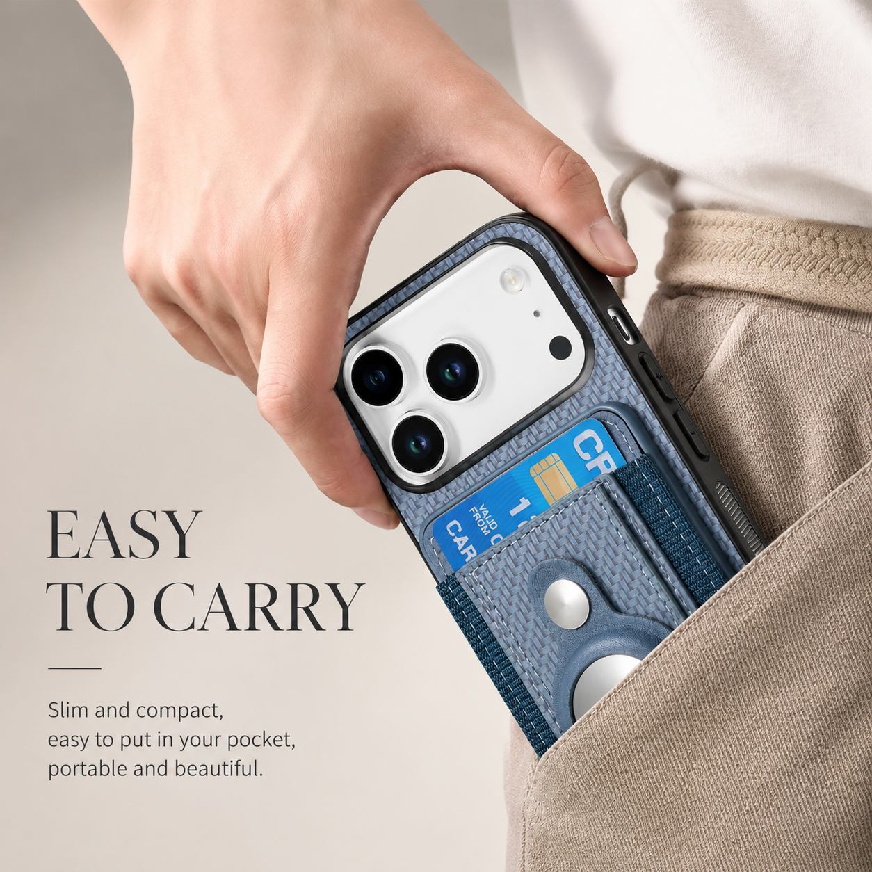 Premium iPhone Case MagSafe Compatible Wallet Cover AirTag Card Holder PC TPU Shockproof Anti Scratch Non Slip Protective Design Slim Durable