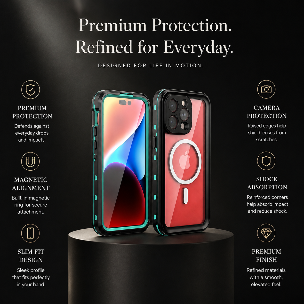 Premium iPhone Case MagSafe Compatible Waterproof IP68 Full Body Protective Cover Shockproof Transparent Sealed Dustproof Camera Screen Protection