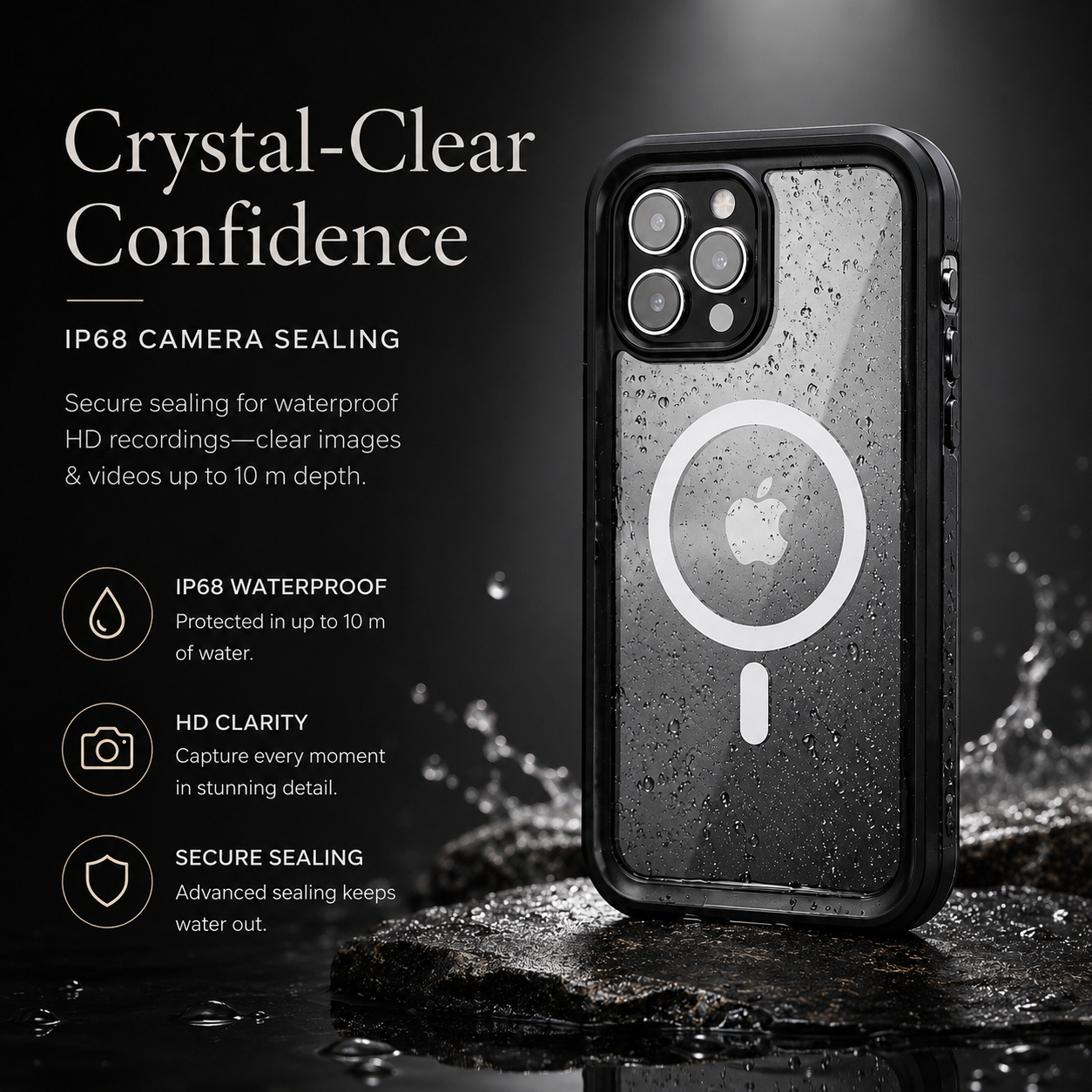 Premium iPhone Case MagSafe Compatible Waterproof IP68 Protective Cover 360 Full Body Shockproof Rugged Anti Scratch Dustproof Camera Protection Design