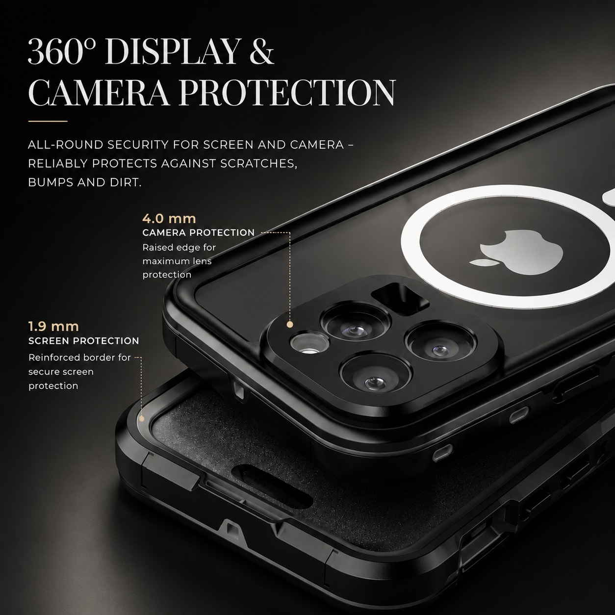 Premium iPhone Case MagSafe Compatible Waterproof IP68 Protective Cover 360 Full Body Shockproof Rugged Anti Scratch Dustproof Camera Protection Design