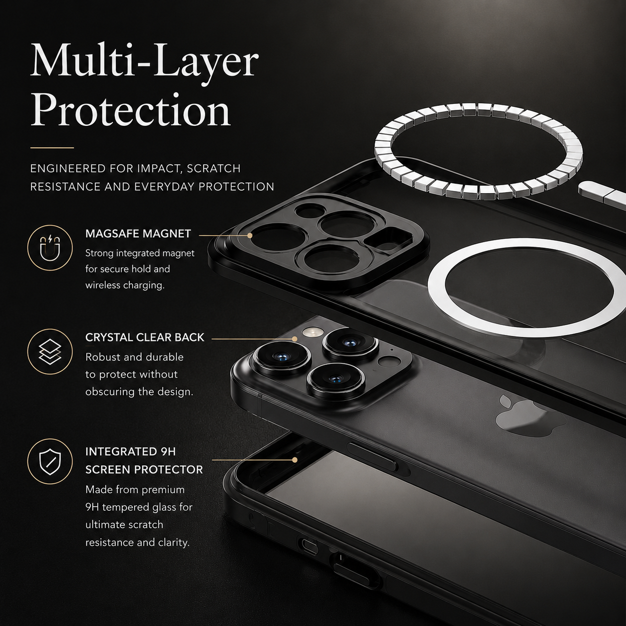 Premium iPhone Case MagSafe Compatible Waterproof IP68 Protective Cover 360 Full Body Shockproof Rugged Anti Scratch Dustproof Camera Protection Design