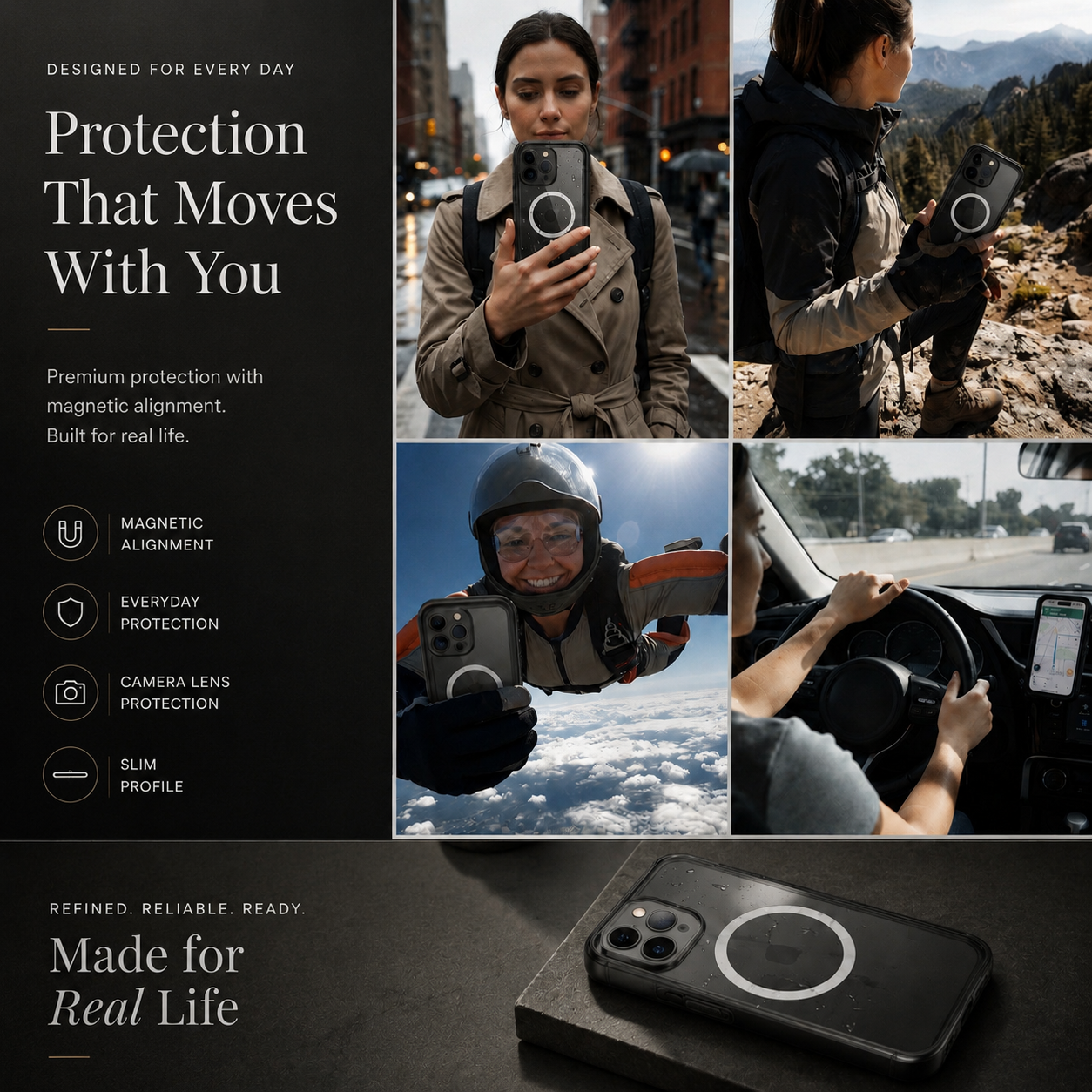 Premium iPhone Case MagSafe Compatible Waterproof IP68 Protective Cover 360 Full Body Shockproof Rugged Anti Scratch Dustproof Camera Protection Design