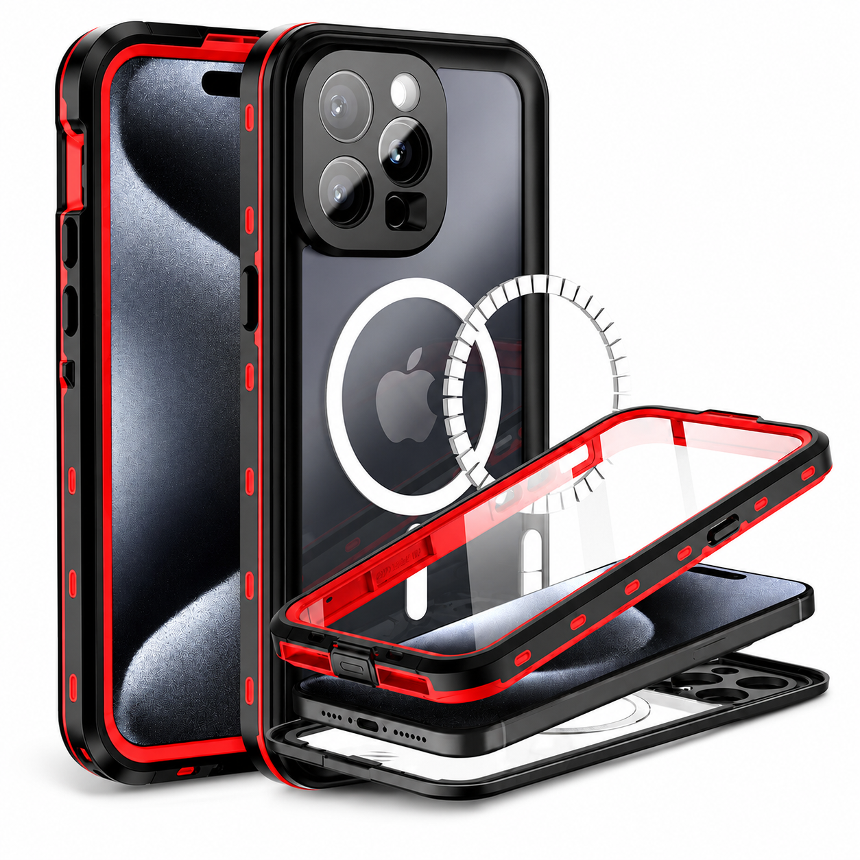 Premium iPhone Case MagSafe Compatible Waterproof IP68 Protective Cover 360 Full Body Shockproof Rugged Anti Scratch Dustproof Camera Protection Design