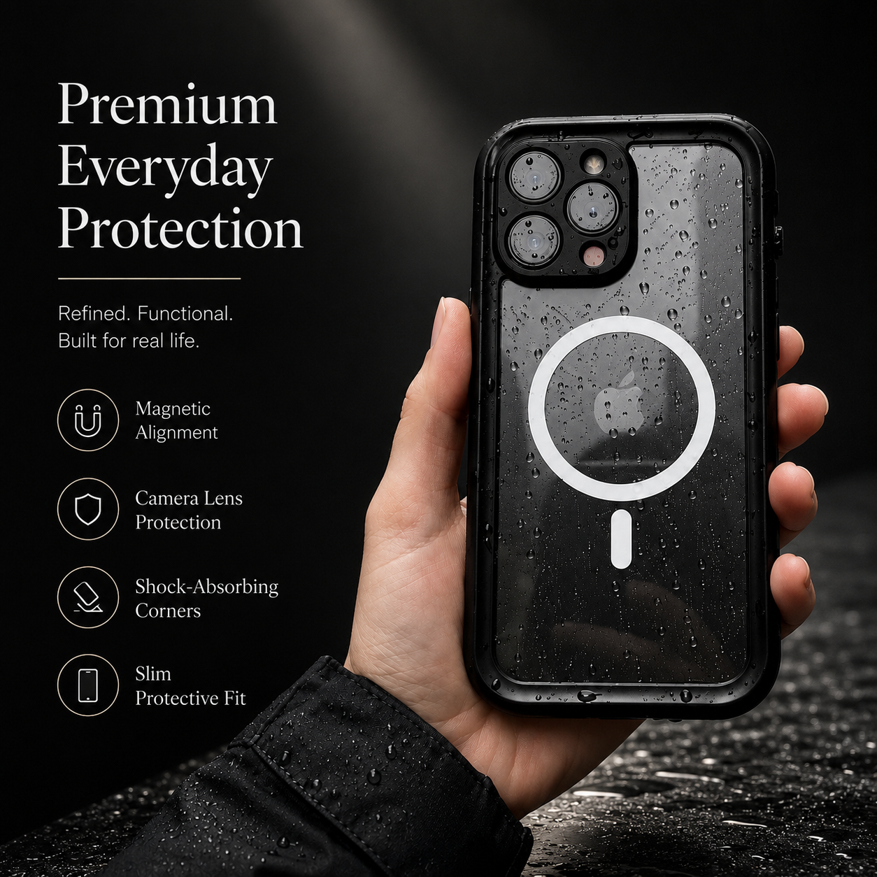 Premium iPhone Case MagSafe Compatible Waterproof IP68 Protective Cover 360 Full Body Shockproof Rugged Anti Scratch Dustproof Camera Protection Design