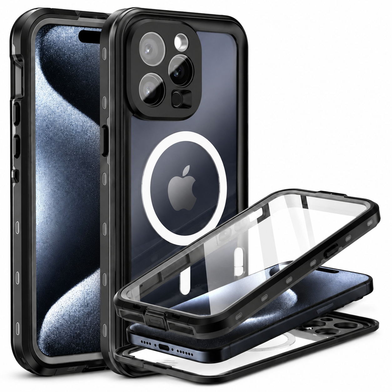 Premium iPhone Case MagSafe Compatible Waterproof IP68 Protective Cover 360 Full Body Shockproof Rugged Anti Scratch Dustproof Camera Protection Design