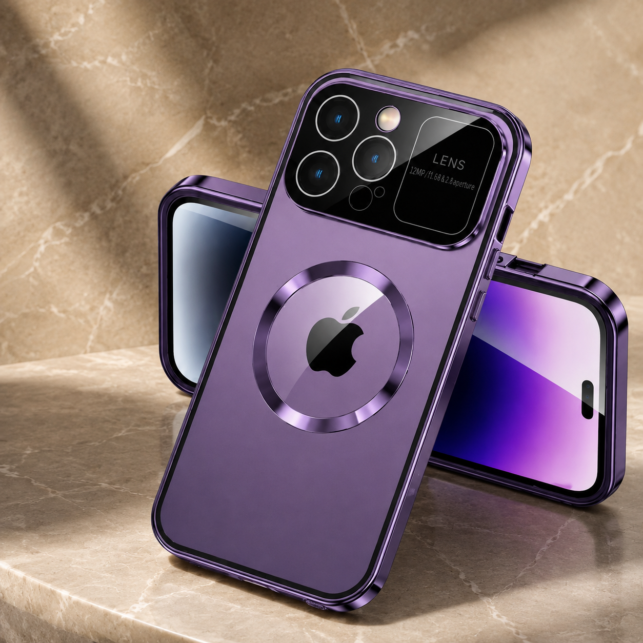 Premium iPhone Case MagSafe Double Glass Magnetic Shockproof Full Protection Cover Aluminum Frame Camera Lens Shield Clear Window Design